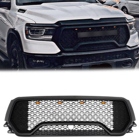 2019-2024 Dodge Ram 1500 TRX Style LED Honeycomb Grill Parrilla delantera superior del capó con letra RAM
