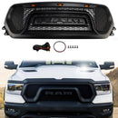 Dodge Ram 1500 2019-2024 Grade dianteira estilo rebelde Grade superior preta em favo de mel com LED-25