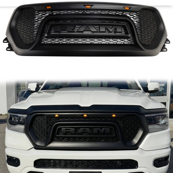 Dodge Ram 1500 2019-2024 Rebel Style Etusäleikkö Musta Etupuskuri Hunajakenno Yläsäleikkö W/ LED