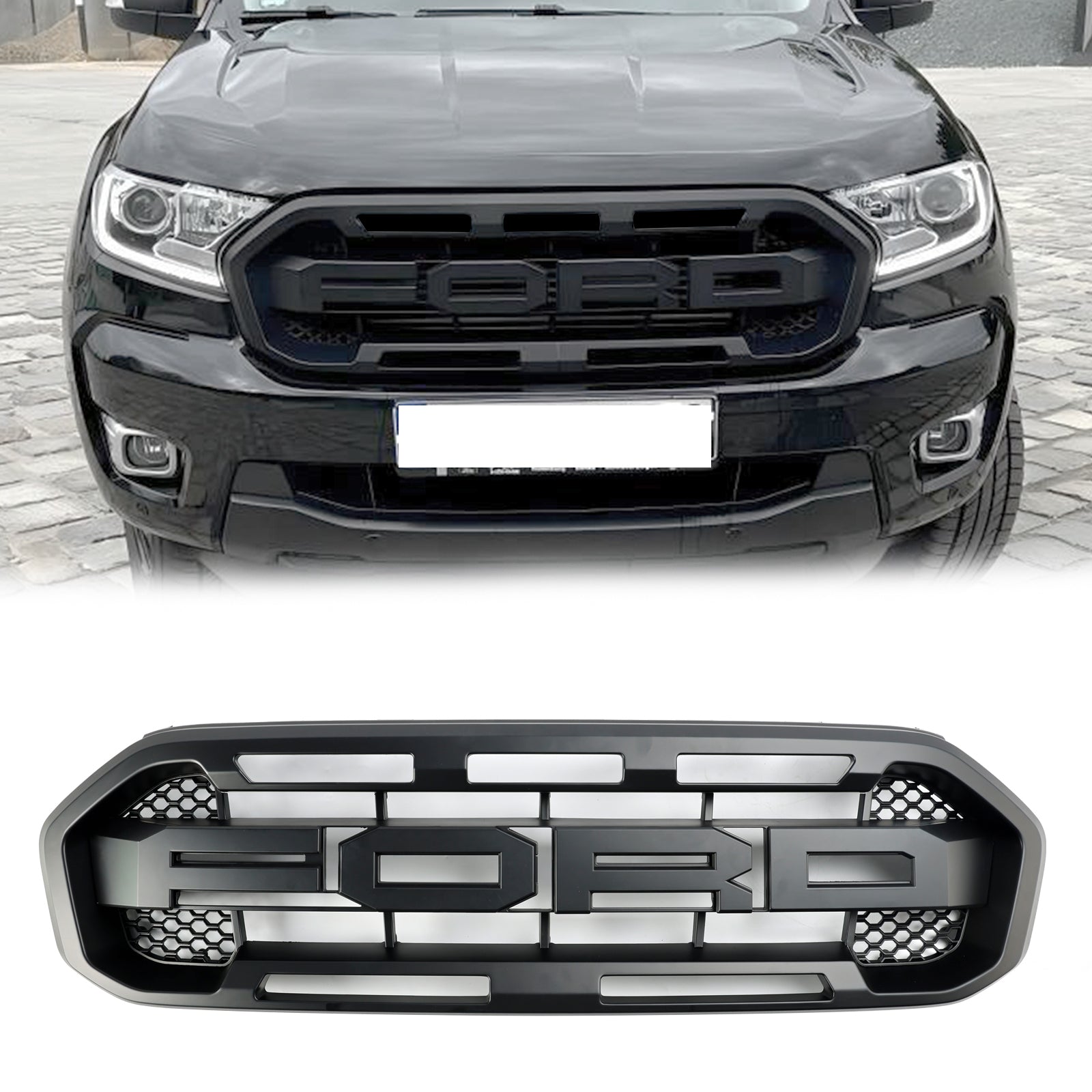 Ford Ranger 2019-2023 Raptor Style Frontgrill vorderen Stoßstangen Ersatzschwarzgrill