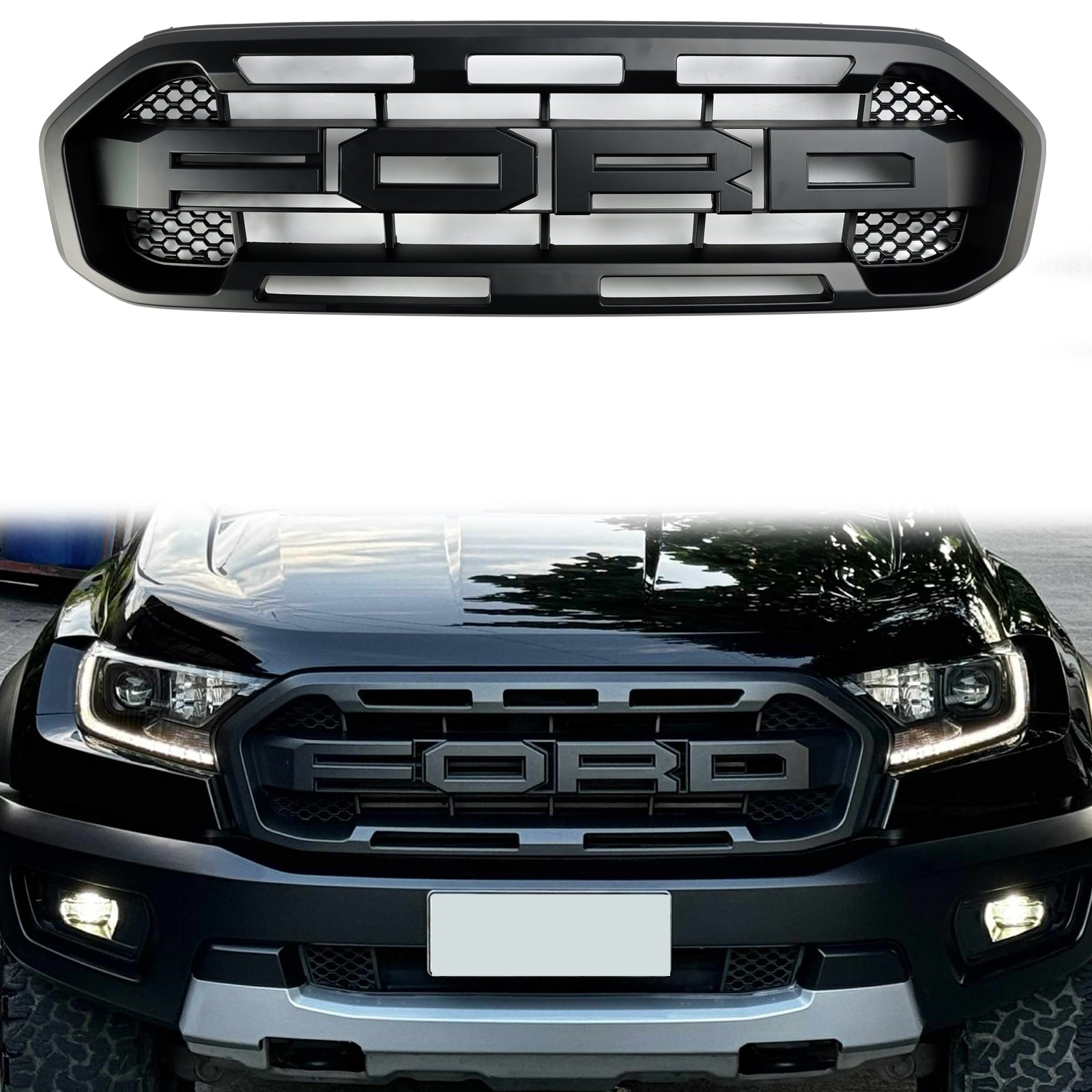 2019-2023 Ford Ranger Black Raptor Style Front Stoßfänger Grill Ersatzschwarzgitter