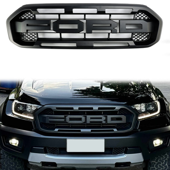 2019-2023 Ford Ranger Black Raptor Style Front Bumper Grill Replacement Black Grille
