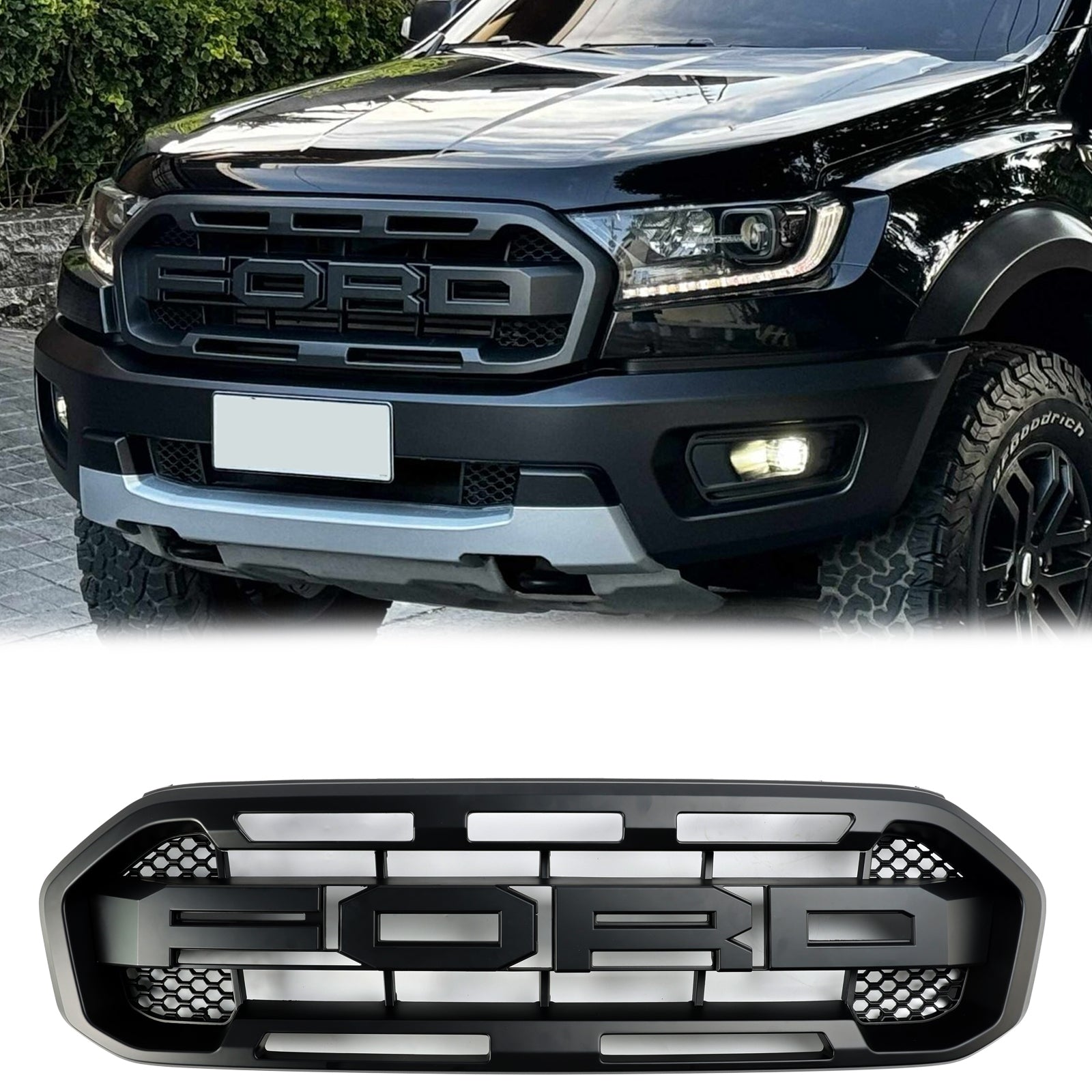 2019-2023 Ford Ranger Black Raptor Style Front Stoßfänger Grill Ersatzschwarzgitter - 0