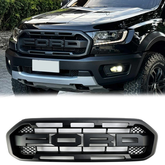 2019-2023 Ford Ranger Black Raptor Style Front Bumper Grill Replacement Black Grille