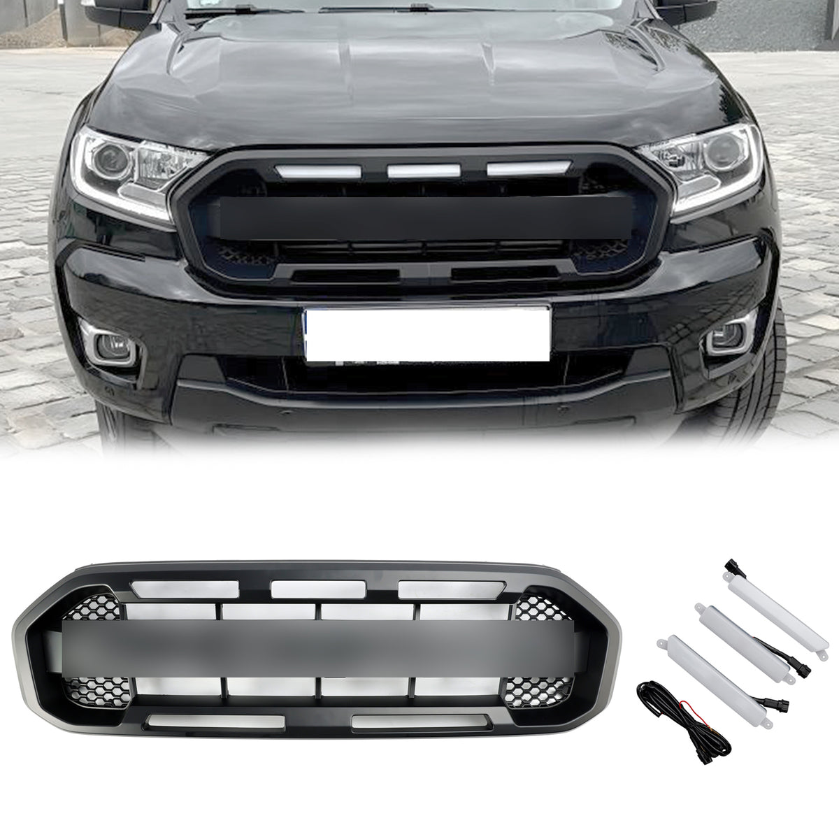 2019-2023 Ford Ranger Raptor Style Grille Front Bumper Replacement Bla ...