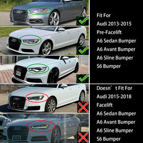 2012-2015 Audi A6 / S6 C7 RS6 Quattro Style Honeycomb Grille Front Bumper Black Grill With Ring Emblem - 0