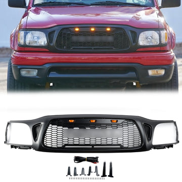 Toyota Tacoma 2001 2002 2003 2004 Honingraatstijl Zwart Grille Honingraatvoorbumpergrille met LED-licht & Letter