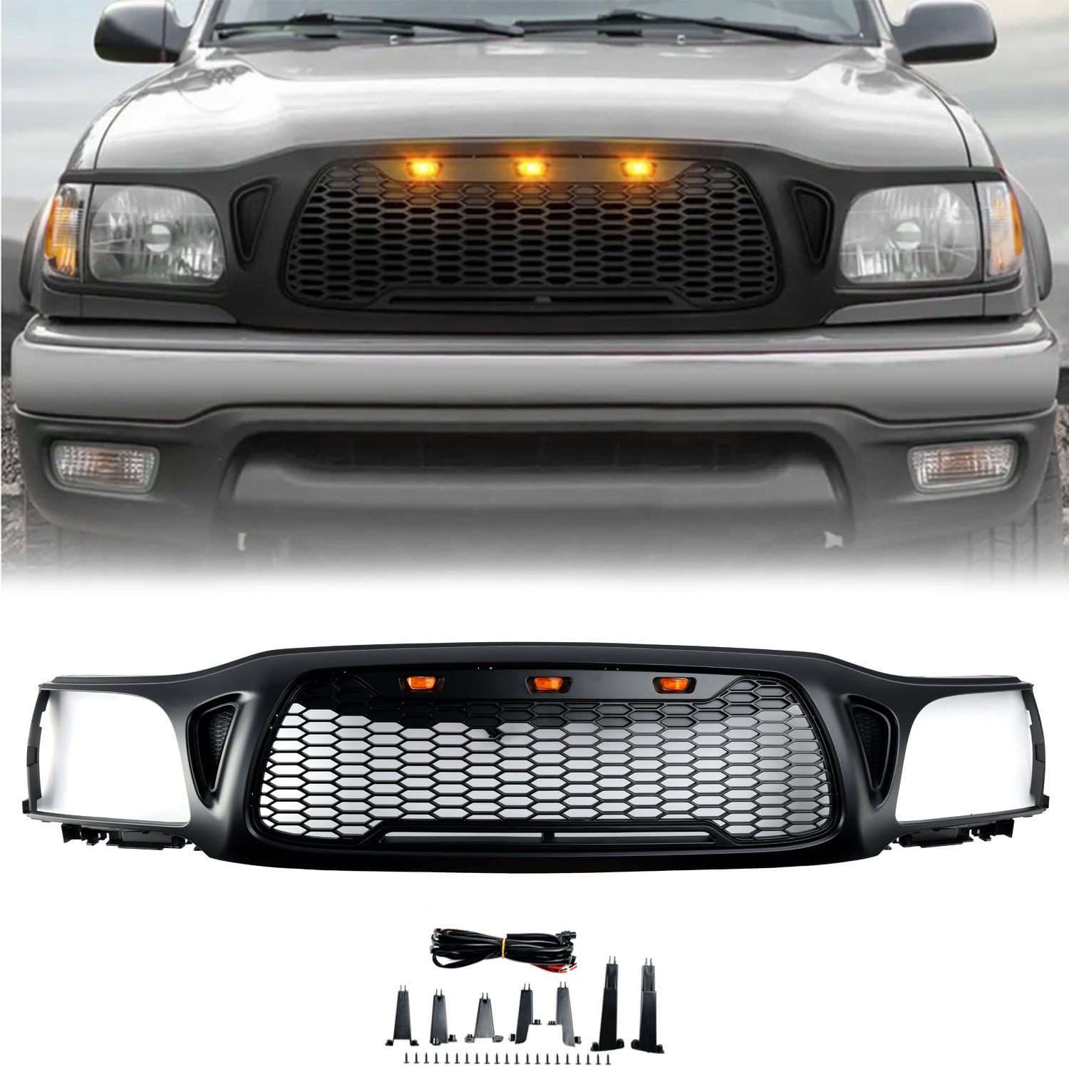 2001-2004 Toyota Tacoma Wabe vordere Stoßstangengrill Ersatzschwarzgitter