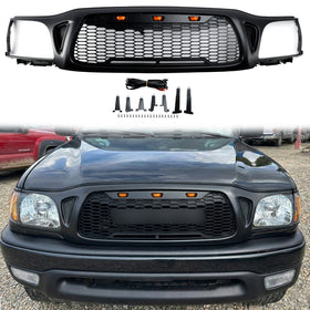 2001-2004 Toyota Tacoma Honeycomb Front Bumper Grill Replacement Black Grille W/ Letter & LED