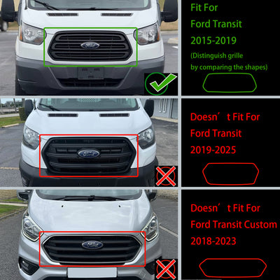 Ford Transit Mk8 2015-2019 Griglia paraurti anteriore stile Raptor Griglia nera CON/LED<lAMP>FOR Lettera - 0