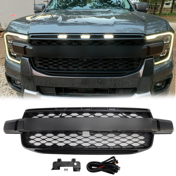 Ford Ranger Next Gen T9 2023-2025 Grill w stylu Raptor Zderzak przedni Czarna kratka ze światłem LED