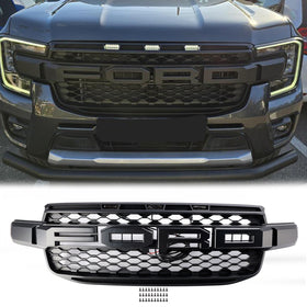 Ford Ranger 2023 2024 2025 grade frontal Raptor grade preta com luz LED branca com montagem em câmera