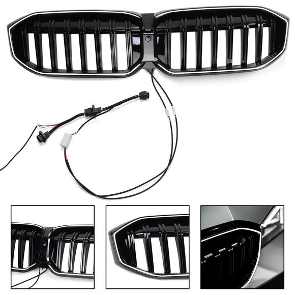 2023-2026 BMW Serie 3 G20 G21 LCI Parrilla de doble línea negra Parachoques delantero Parrilla LED