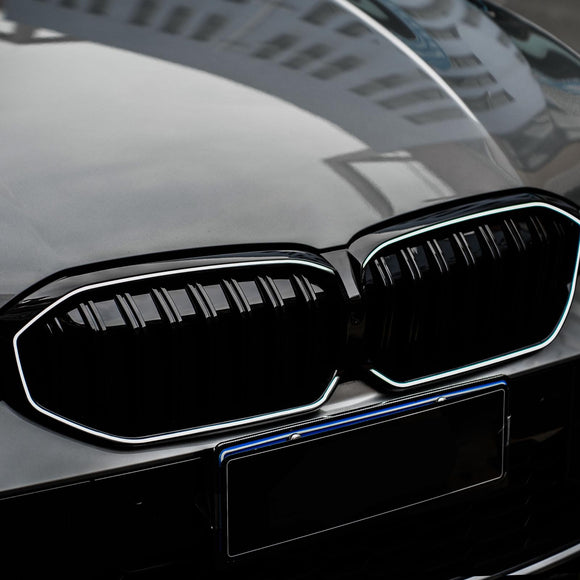 2023-2026 BMW Serie 3 G20 G21 LCI Parrilla de doble línea negra Parachoques delantero Parrilla LED