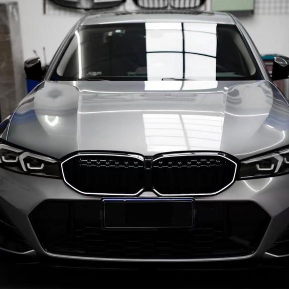2023-2026 BMW Serie 3 G20 G21 LCI Parrilla de doble línea negra Parachoques delantero Parrilla LED