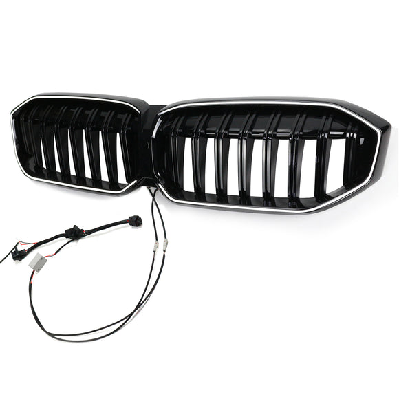 2023-2026 BMW Serie 3 G20 G21 LCI Parrilla de doble línea negra Parachoques delantero Parrilla LED
