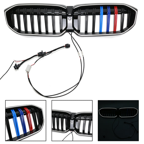 2023-2026 BMW Serie 3 G20 G21 LCI Parrilla de doble línea negra Parachoques delantero Parrilla LED