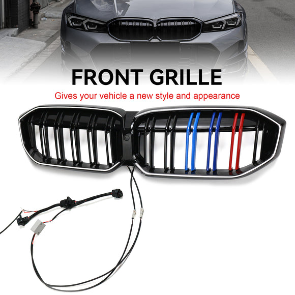 2023-2026 BMW Serie 3 G20 G21 LCI Parrilla de doble línea negra Parachoques delantero Parrilla LED