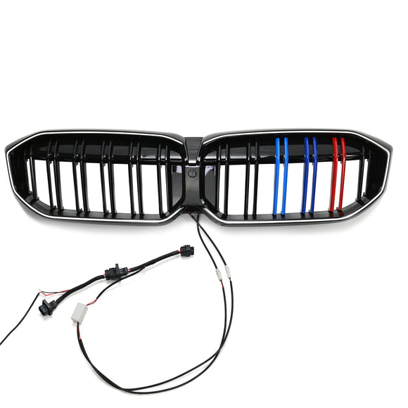 2023-2026 BMW Serie 3 G20 G21 LCI Parrilla de doble línea negra Parachoques delantero Parrilla LED