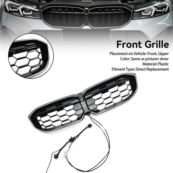 2023-2026 BMW Serie 3 G20 G21 LCI Parrilla de doble línea negra Parachoques delantero Parrilla LED