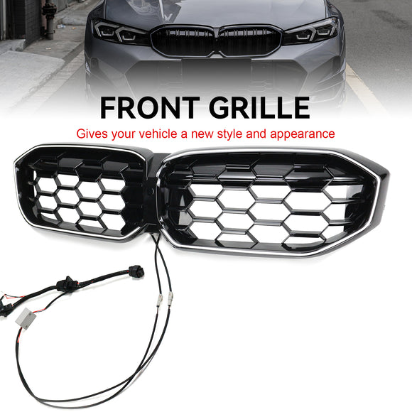 2023-2026 BMW Serie 3 G20 G21 LCI Parrilla de doble línea negra Parachoques delantero Parrilla LED