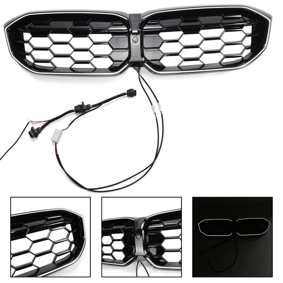 2023-2026 BMW Serie 3 G20 G21 LCI Parrilla de doble línea negra Parachoques delantero Parrilla LED