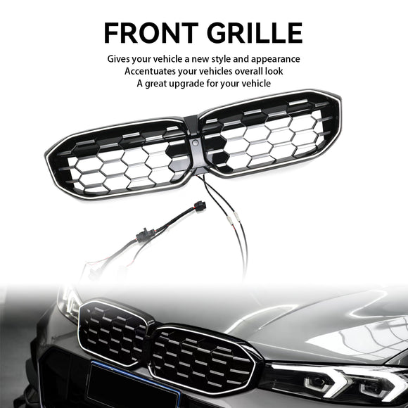 2023-2026 BMW Serie 3 G20 G21 LCI Parrilla de doble línea negra Parachoques delantero Parrilla LED