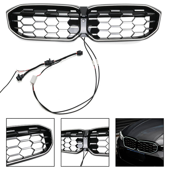 2023-2026 BMW Serie 3 G20 G21 LCI Parrilla de doble línea negra Parachoques delantero Parrilla LED