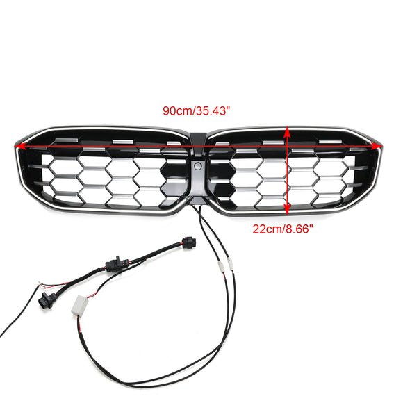 2023-2026 BMW Serie 3 G20 G21 LCI Parrilla de doble línea negra Parachoques delantero Parrilla LED