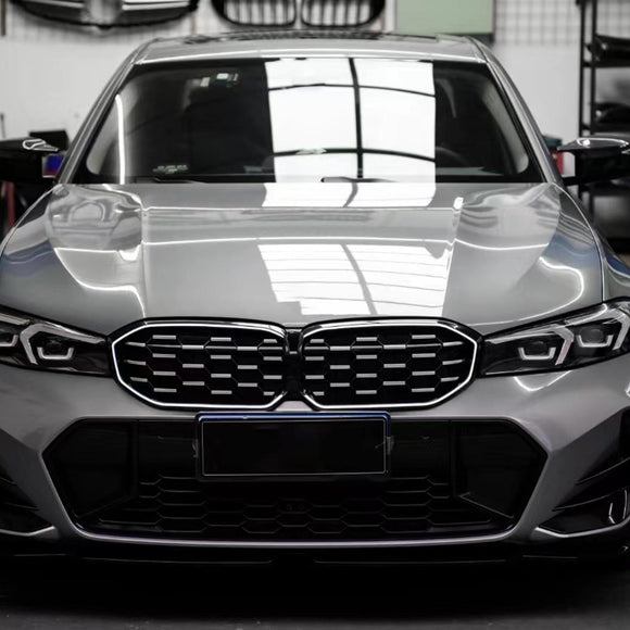 2023-2026 BMW Serie 3 G20 G21 LCI Parrilla de doble línea negra Parachoques delantero Parrilla LED