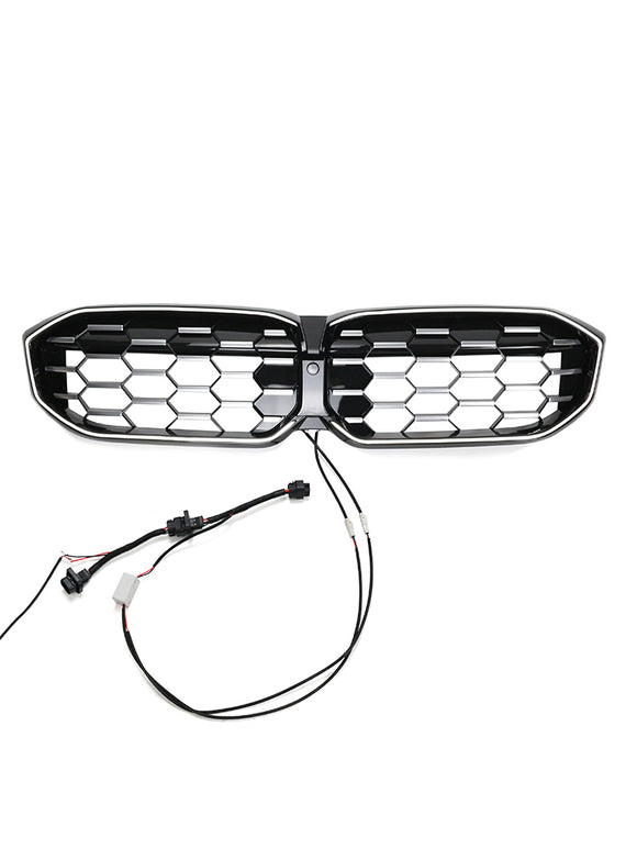2023-2026 BMW Serie 3 G20 G21 LCI Parrilla de doble línea negra Parachoques delantero Parrilla LED