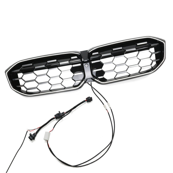 2023-2026 BMW Serie 3 G20 G21 LCI Parrilla de doble línea negra Parachoques delantero Parrilla LED