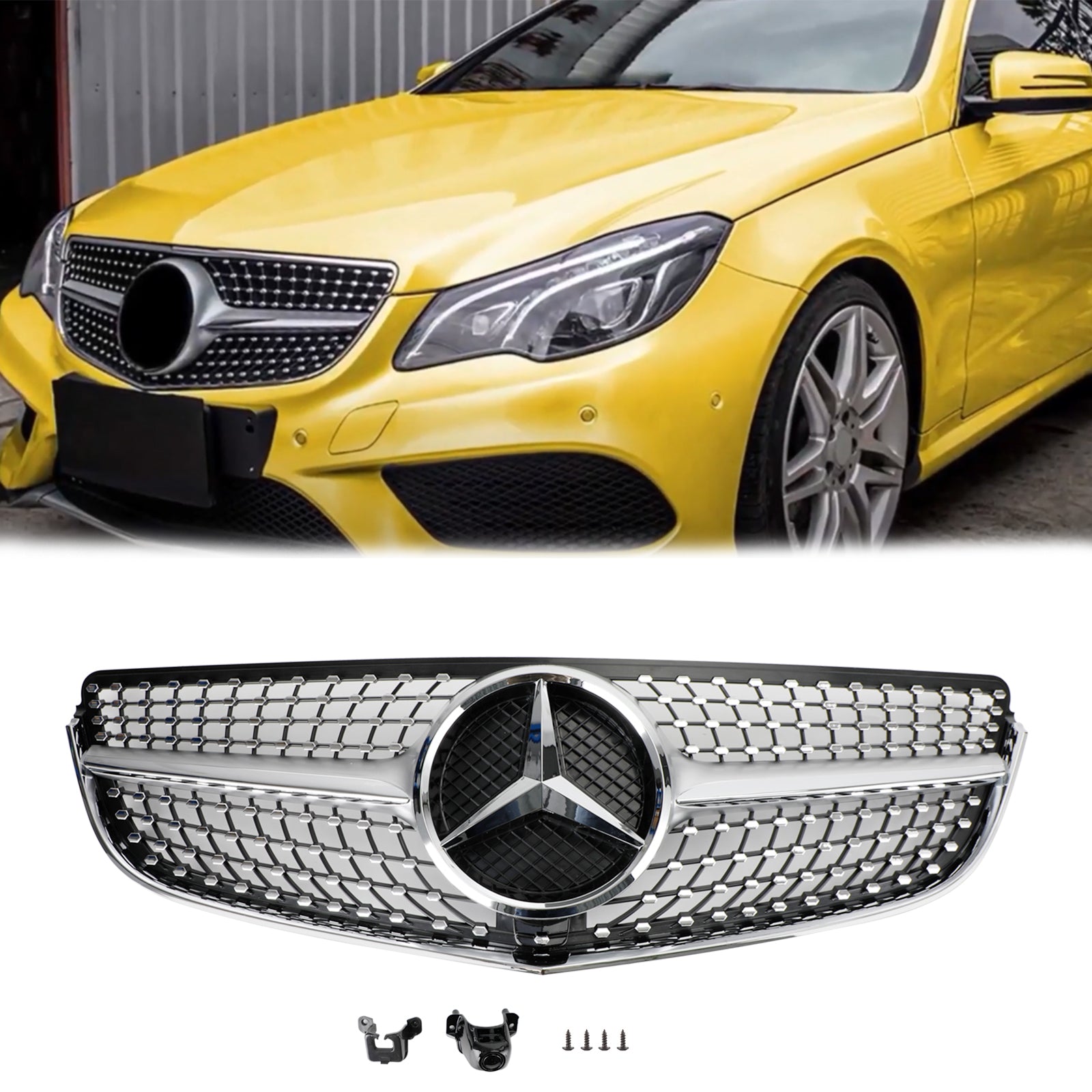 Grille de pare-chocs avant style diamant pour Mercedes Benz Classe E W207/C207 E200 E300 E400 E43 Coupé 2014-2017