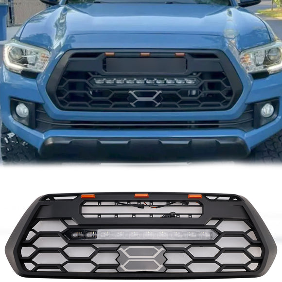 Toyota Tacoma 3. sukupolvi 2016-2023 Trd Pro Säleikkö etupuskuri, musta vaihtosäleikkö/LED<lAMP>valopalkki