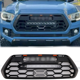 Grade dianteira estilo TRD PRO para Toyota Tacoma 3ª geração (2016-2023), preta com LEDs. & Barra de luz - 0