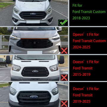 2018-2023 Ford Transit Custom / Tourneo Custom Gloss Black Grille Raptor Style Honeycomb Upper Bumper Front Grill + FORD Letter - 0