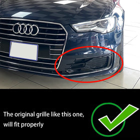 Audi A6 C7 2015-2016 4G0807647T94 4G0807648T94 2 pezzi paraurti anteriore fendinebbia griglia nera cromata - 0