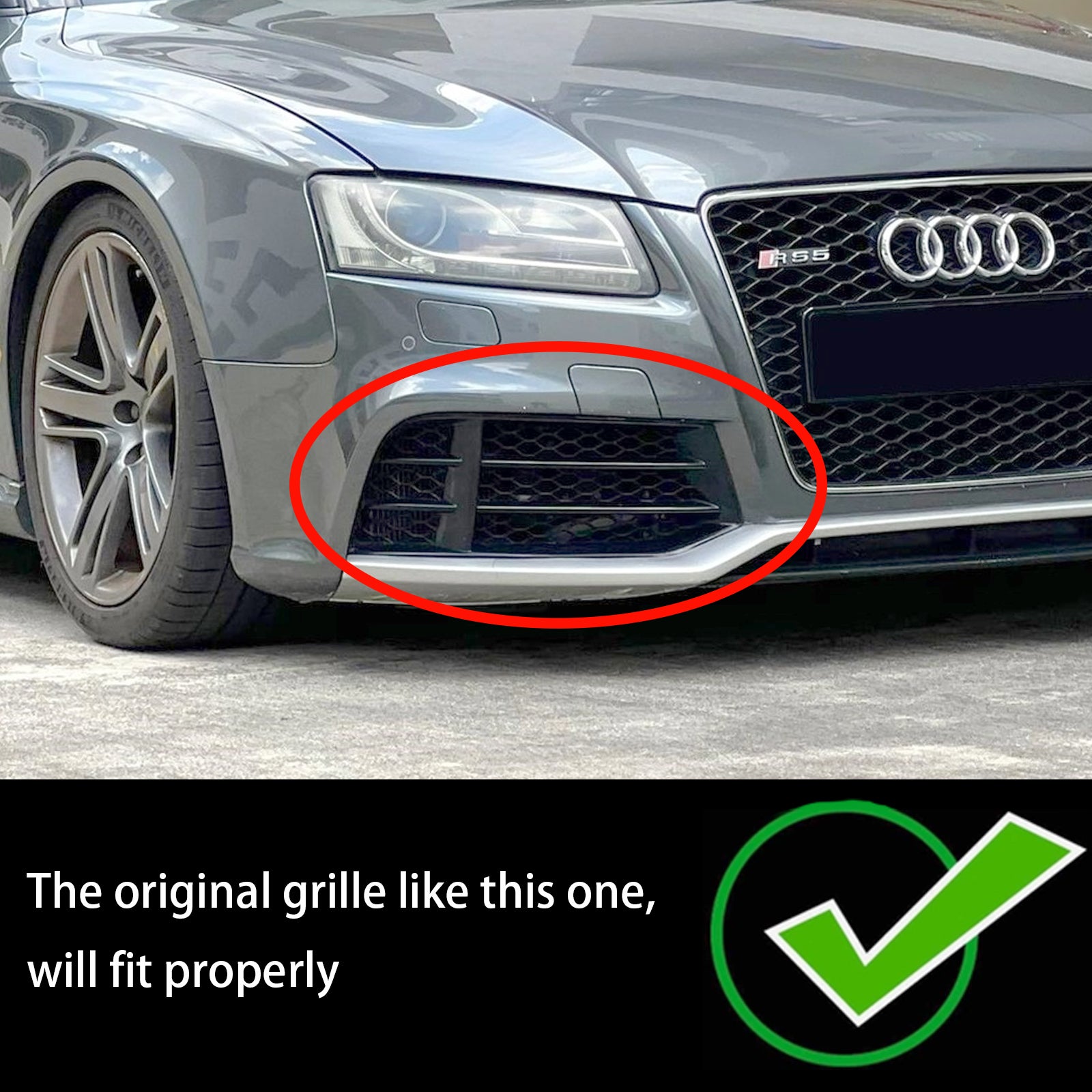 Audi 2013-2016 A5 RS5C Cabriolet QU. Griglia della griglia della copertura del fendinebbia inferiore del paraurti anteriore 8T0807681F 8T0807682F - 0