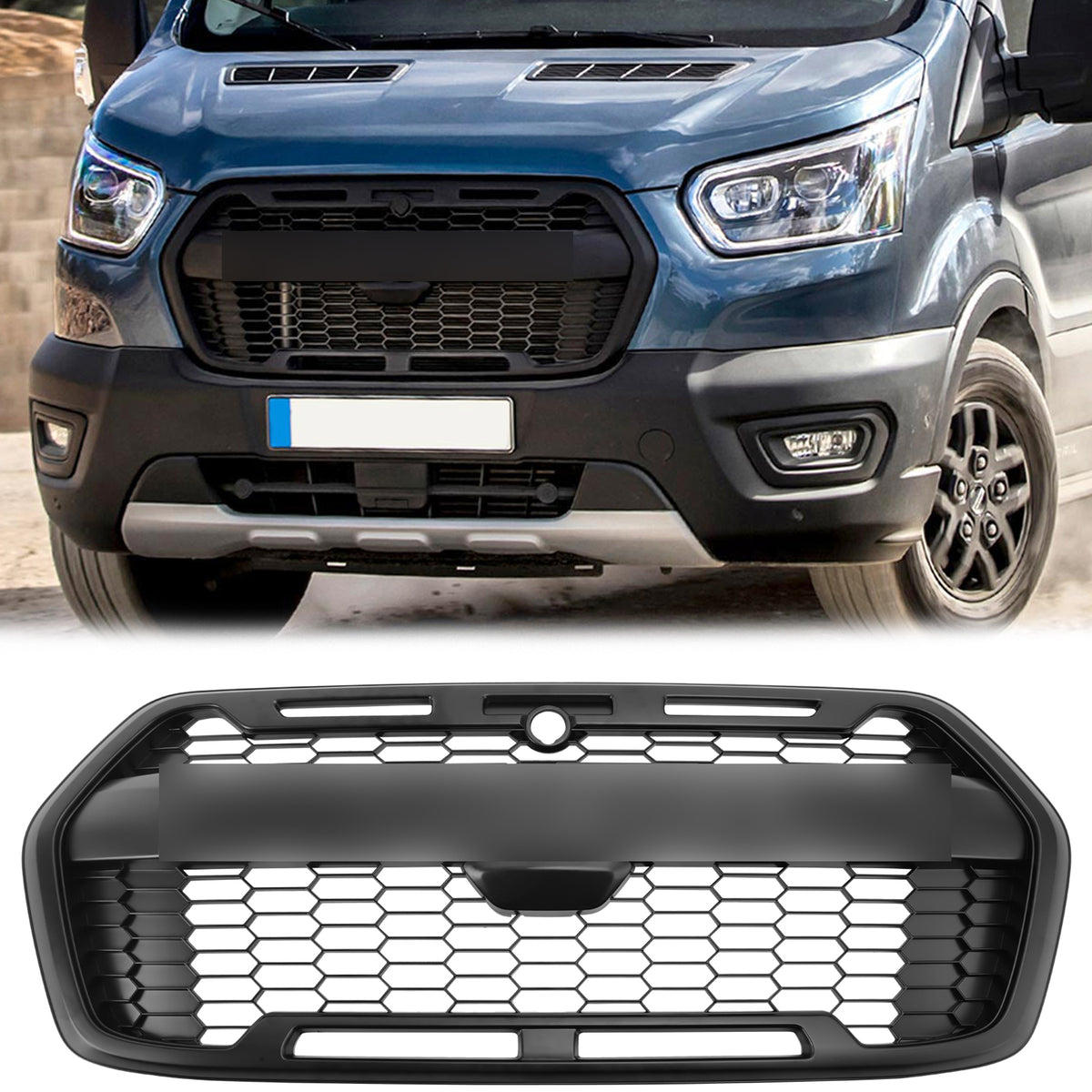 Raptor Grille | Ford Transit MK8 | 2020-2026 | Gloss Black | Front Bum ...