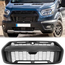 Parrilla estilo Ford Transit MK8 Raptor 2019-2026 Reemplazo de parachoques delantero Parrilla negra mate con letra FORD