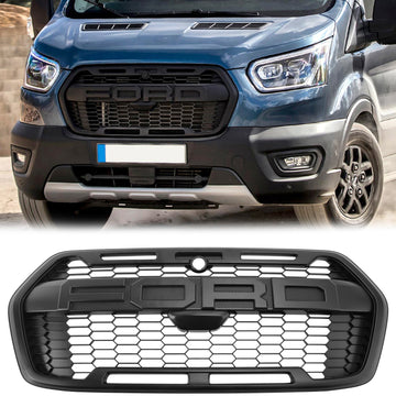 Ford Transit MK8 Trail Raptor Style Kühlergrill 2019–2025 Ersatz für Frontstoßstange, mattschwarzer Grill