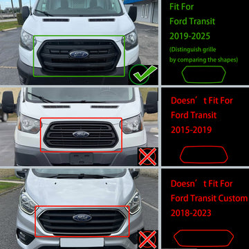2019-2026 Ford Transit MK8 Raptor Style Grille Gloss Black Front Bumper Replacement Grill With FORD Leter - 0