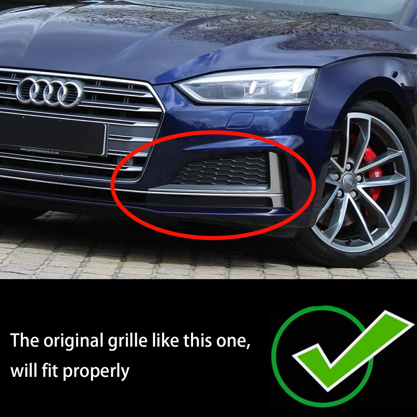 2018-2019 Audi A5 S-Line S5 Cabriolet/Coupe/Sportback 2 piezas parachoques delantero luz antiniebla cubierta de rejilla