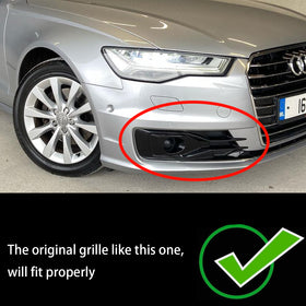 Audi A6 C7 Facelift 2015-2016 W/ACC Coppia Fori Paraurti Anteriore Inferiore Copertura Della Luce Griglia Griglia Nera - 0