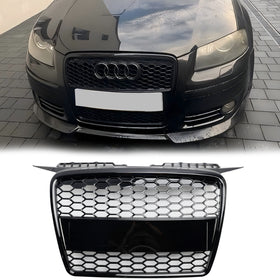 Parrilla de parachoques delantero negra brillante estilo panal estilo RS3 Audi A3/S3 8P 2004-2008