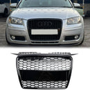 2004–2008 Audi A3/A3 Sline 8P RS3 Style Honeycomb Grille Glossy Black Front Bumper Grill-4