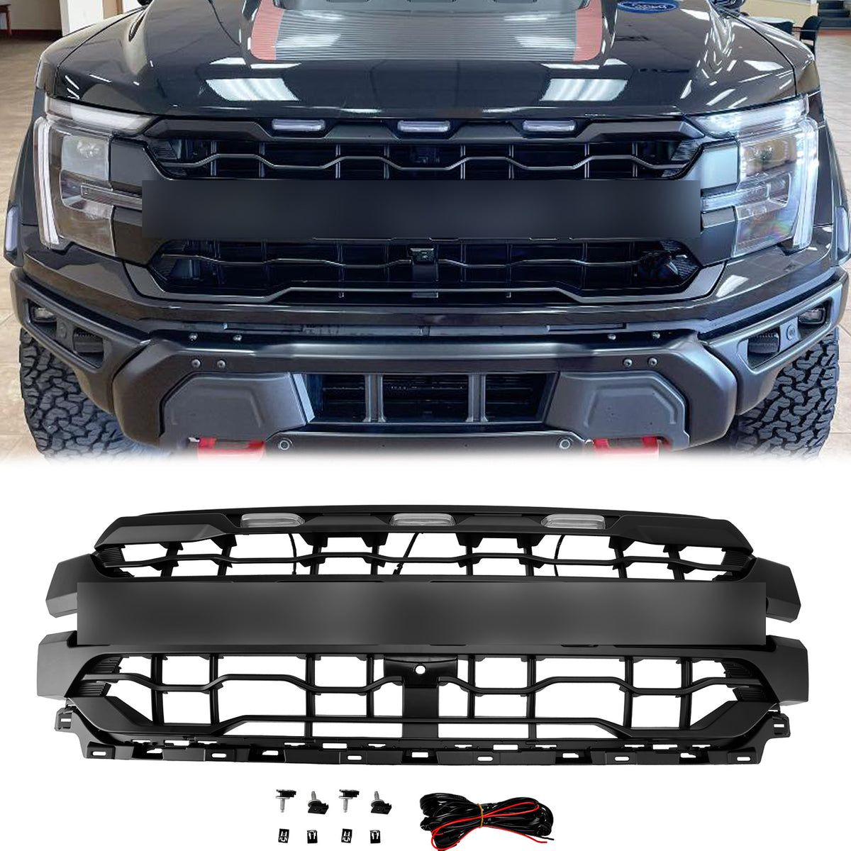 Ford F150 Raptor SVT 2024+ Black Front Grille Air Intake Radiator Bump ...