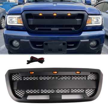 2004–2011 Ford Ranger Frontstoßstange im Raptor-Stil, schwarzer Ersatzgrill mit LED