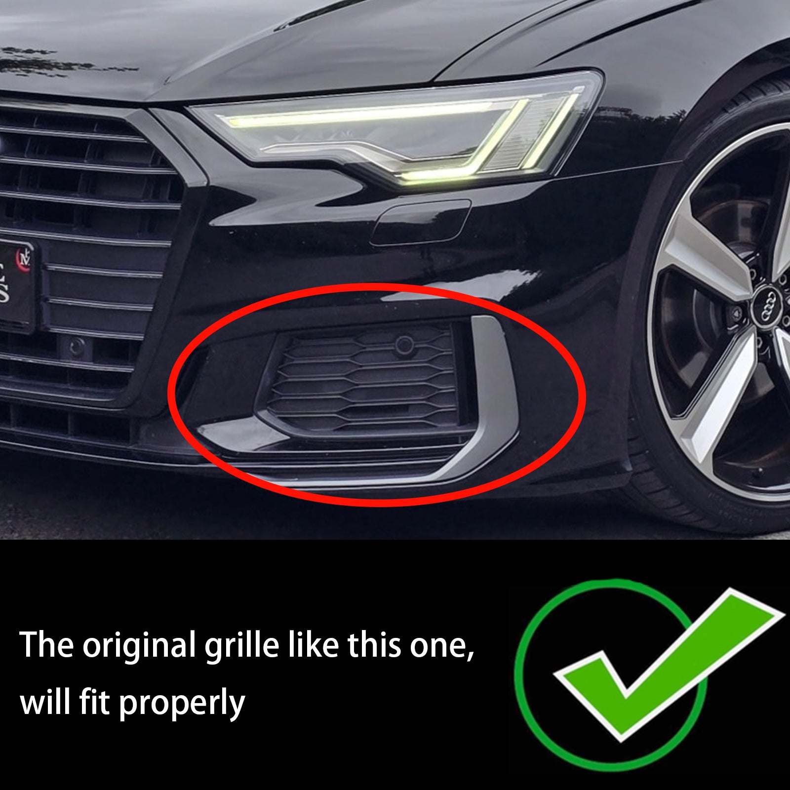 Audi A6 Sline / S6 C8 2018-2023 Fog Light Grille Front Bumper 2PCS Lower Bezel Cover Grill - 0