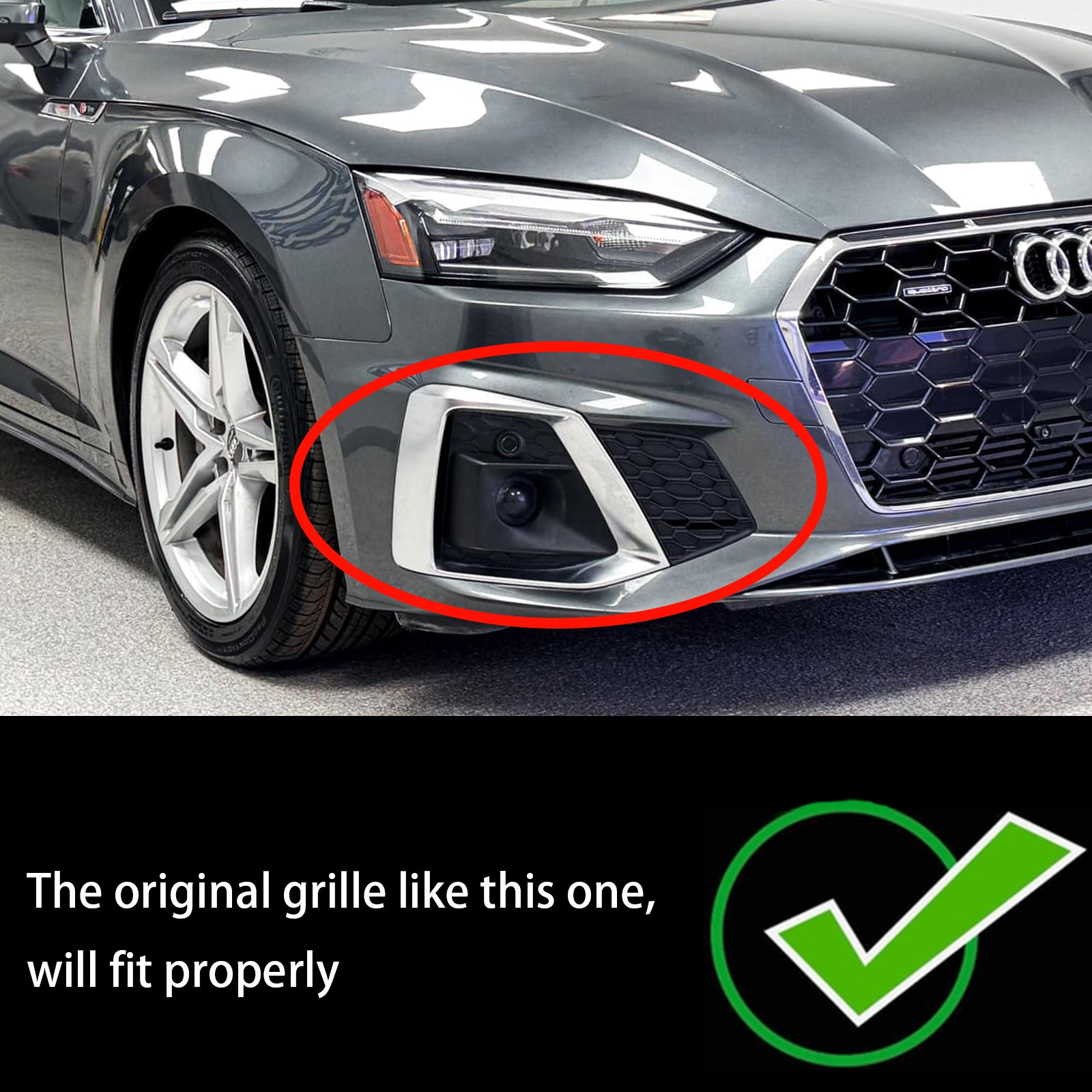2PCS Front Bumper Fog Light Cover Grille 8W6807682T3Q7 Fit Audi A5 S5 2020-2023 - 0